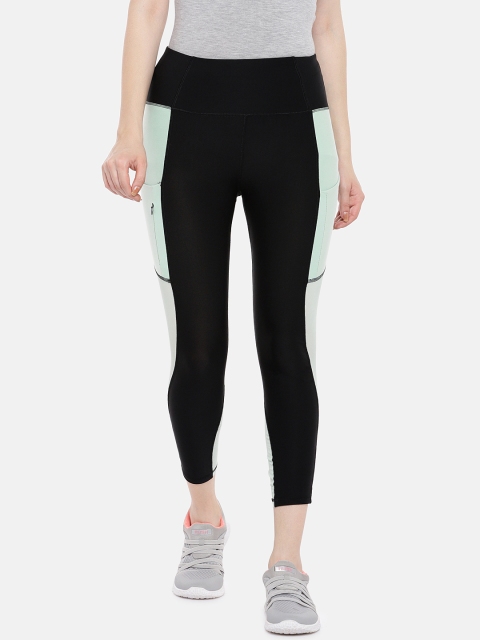 

ARX Active Women Black & Sea Green Solid X-Dri Moisture Wicking Tights