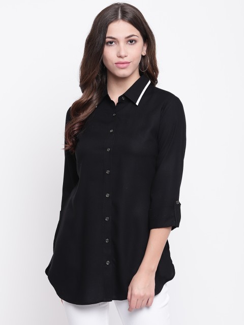 

Ginni Arora Label Women Black Regular Fit Solid Casual Shirt