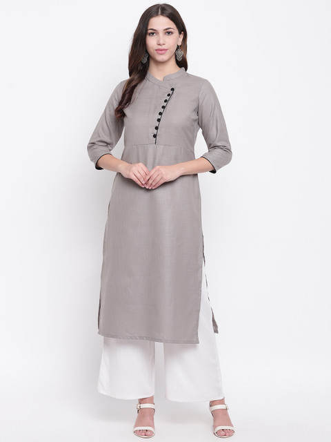 

Ginni Arora Label Women Grey Solid Straight Kurta