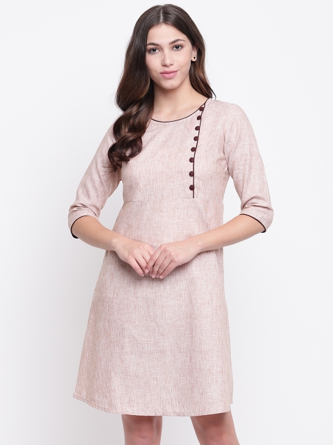 

Ginni Arora Label Women Beige Solid A-Line Dress