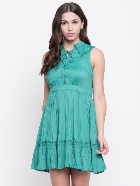 

Ginni Arora Label Women Green Striped Empire Dress