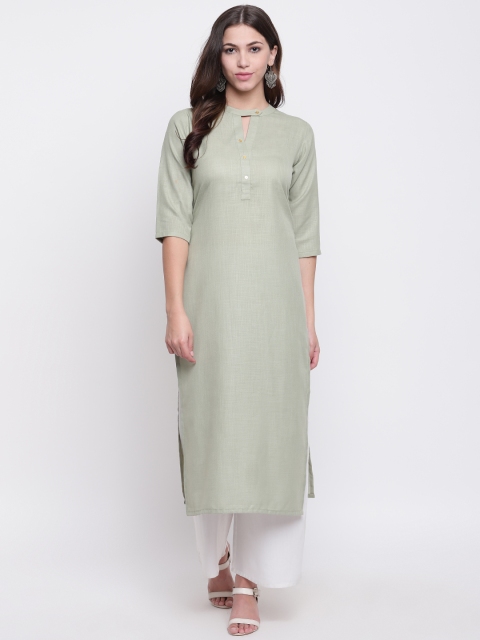

Ginni Arora Label Women Green Solid Straight Kurta