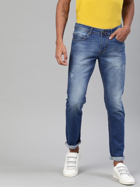 

American Crew Men Blue Slim Fit Mid-Rise Low Distress Stretchable Jeans