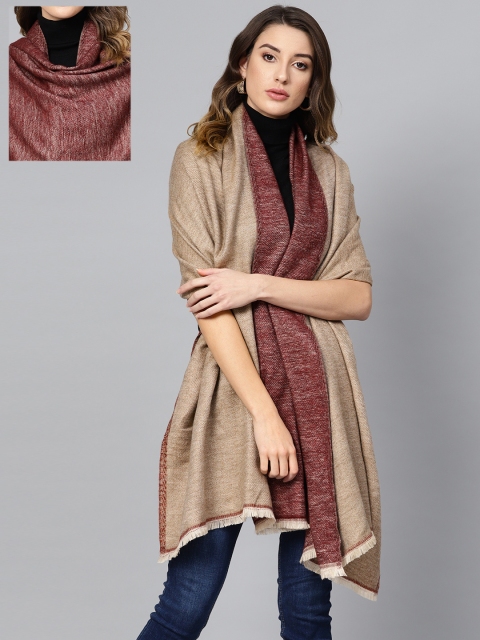 

Femella Women Maroon & Beige Solid Reversible Winter Stole