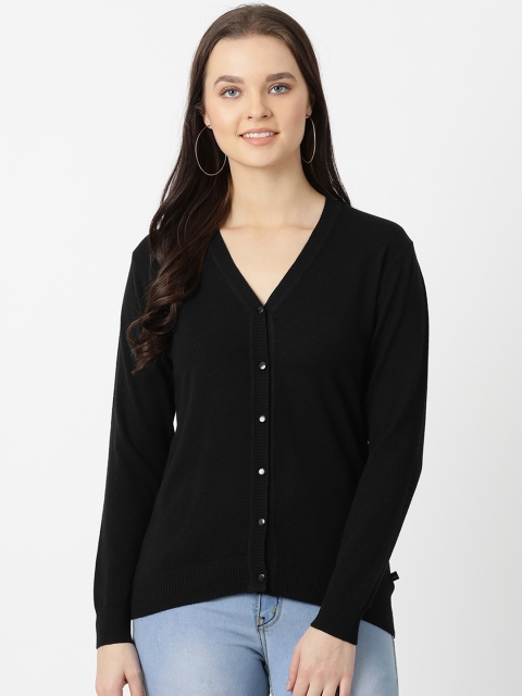 

Monte Carlo Women Black Solid Cardigan Sweater