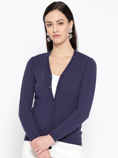 

Monte Carlo Women Navy Blue Solid Cardigan
