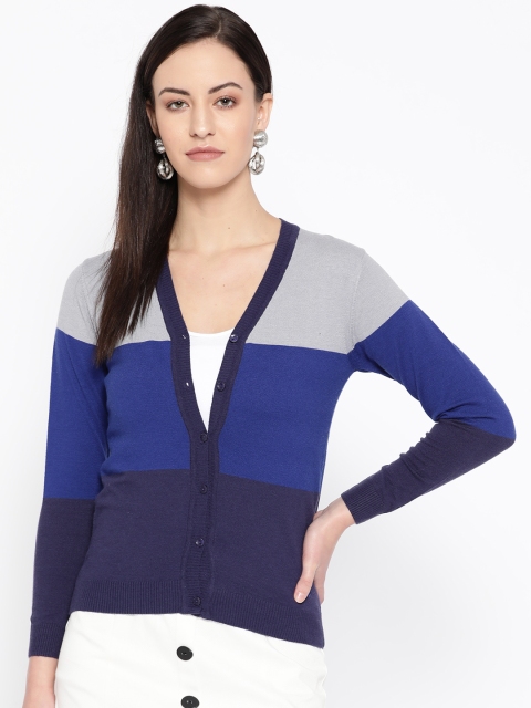 

Monte Carlo Women Blue & Grey Colourblocked Cardigan