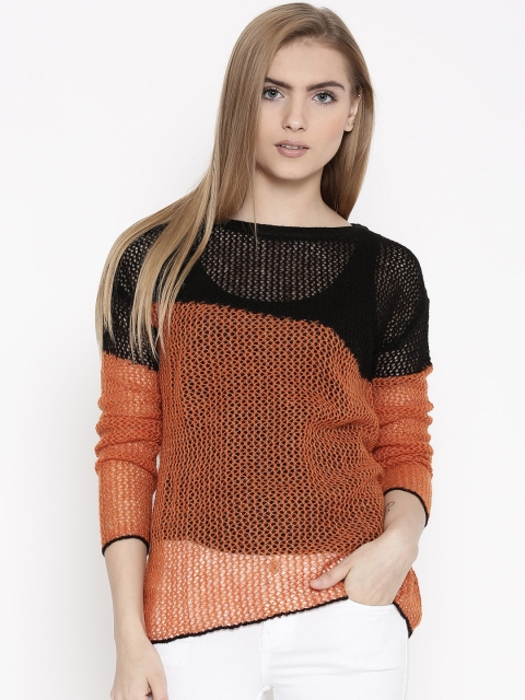 

United Colors of Benetton Rust Brown & Black Sweater
