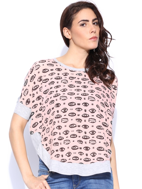 United Colors of Benetton Grey & Pink Printed Top United Colors of Benetton Grey & Pink Printed Top