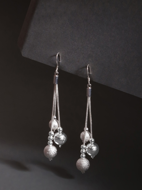 

Jewels Galaxy Silver-Plated Beaded Contemporary Drop Earrings