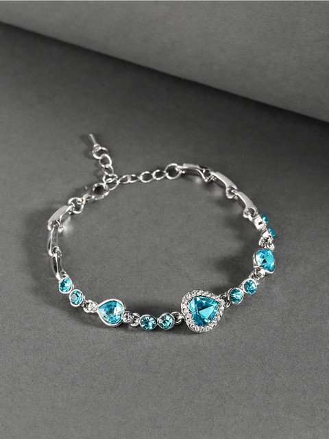 

Jewels Galaxy Blue Silver Plate Stone Studded Bracelet