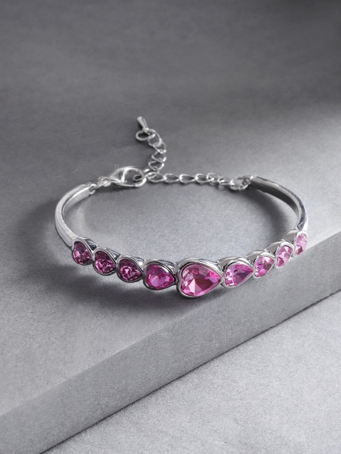 

Jewels Galaxy Pink Silver-Plated Stone-Studded Bracelet