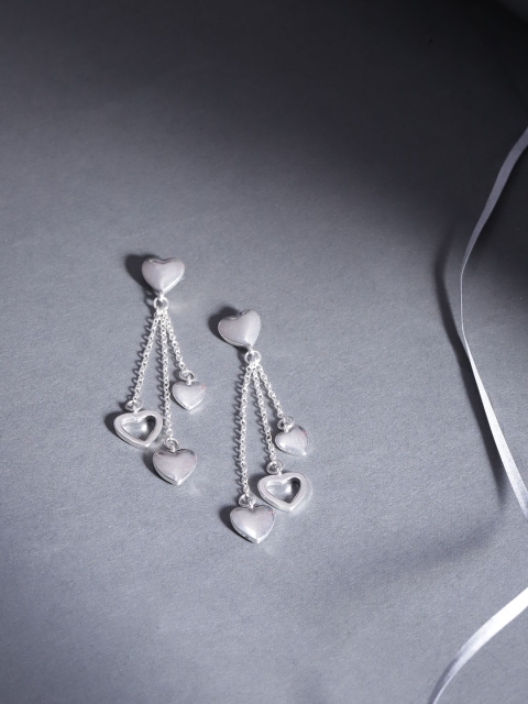 

Jewels Galaxy Silver-Plated Heart Shaped Drop Earrings