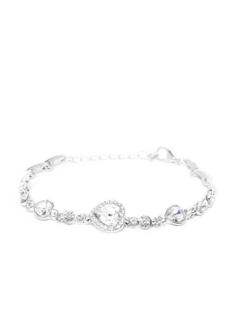 

Jewels Galaxy Silver-Plated CZ Studded Link Bracelet