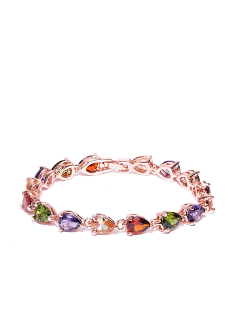 

YouBella Women Multicoloured Rose Gold-Plated Stone-Studded Link Bracelet, Multi