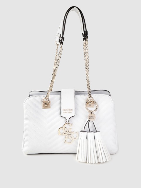 

GUESS White Quilted Shoulder Bag, Blue
