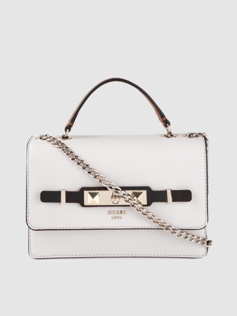 

GUESS White Solid Shoulder Bag