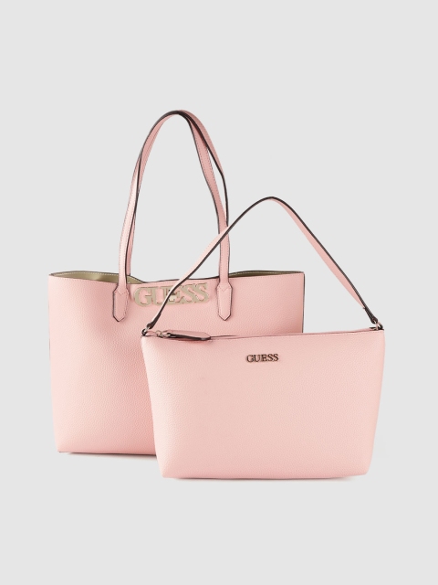 

GUESS Women Set of 2 Pink Solid Shoulder Bags