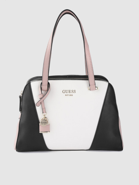 

GUESS White & Black Colourblocked Shoulder Bag