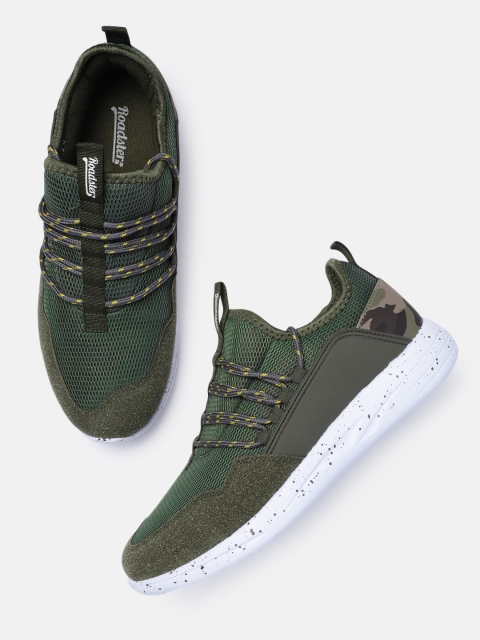

Roadster Men Olive Green Solid Sneakers