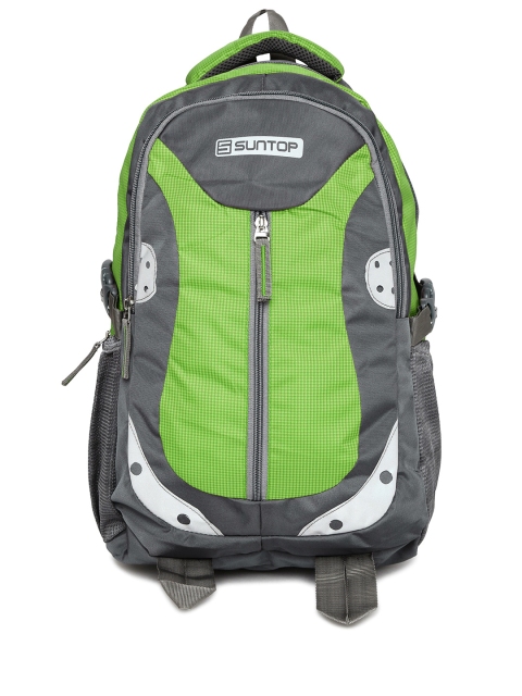 

Suntop Unisex Grey & Green Checked Laptop Backpack