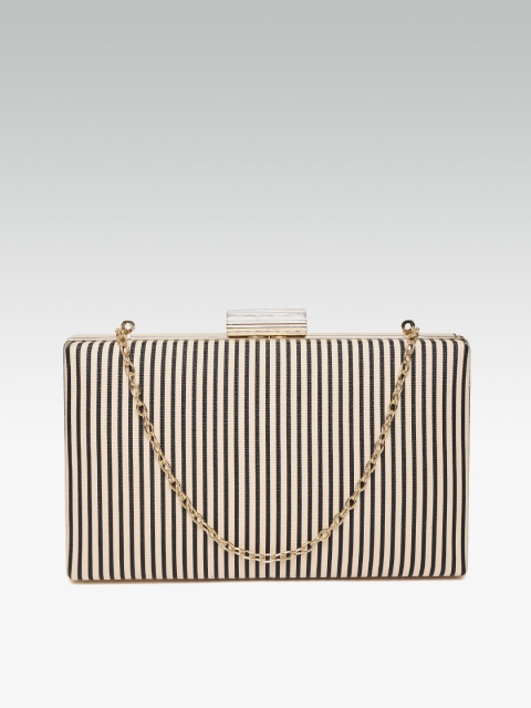 

20Dresses Beige & Black Striped Box Clutch