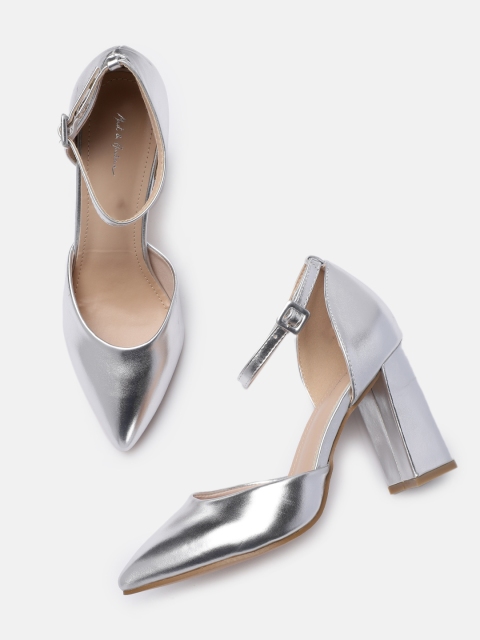 

Mast & Harbour Women Silver-Toned Solid Pumps