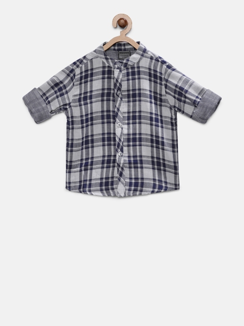 

RIKIDOOS Boys Blue & White Regular Fit Checked Casual Shirt