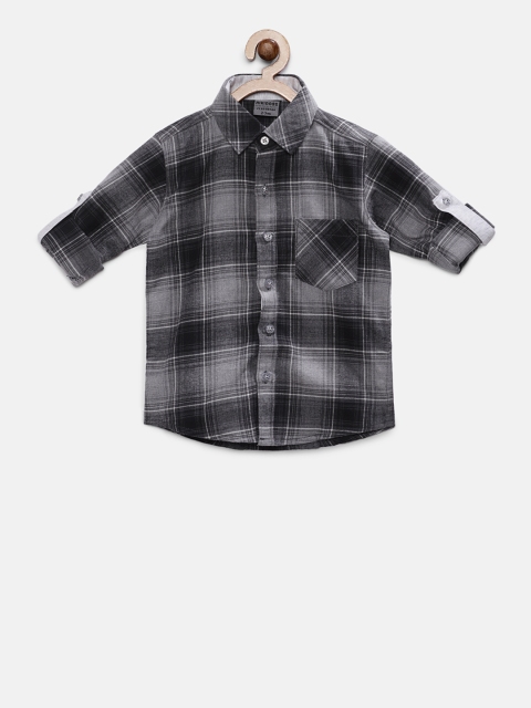 

RIKIDOOS Boys Black & Grey xChecked Casual Shirt