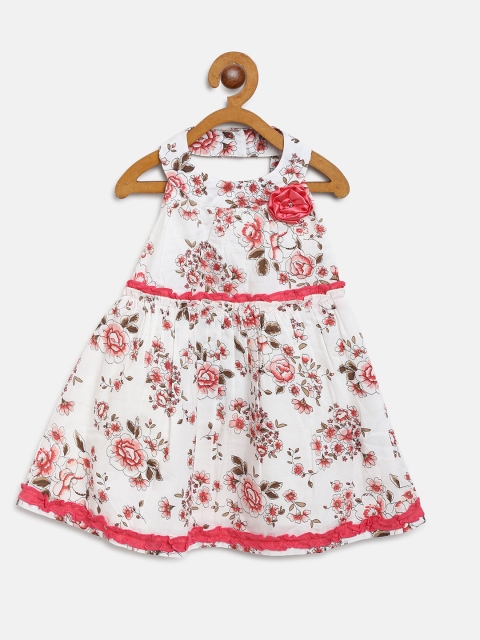 

Nauti Nati Girls White & Pink Floral Print Fit & Flare Dress