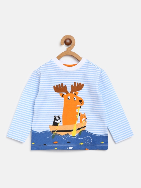 

Nauti Nati Boys Blue & White Printed Round Neck T-shirt