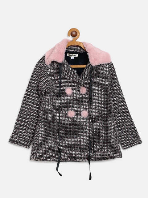 

Nauti Nati Girls Black & Pink Patterned Pea Coat
