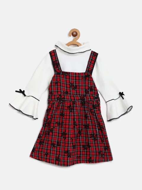 

Nauti Nati Girls Red Floral & Checked Pinafore Dress with Top