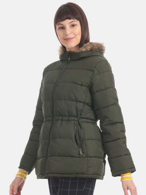 

GAP Women Olive Green Solid Lightweight Puffer Jacket