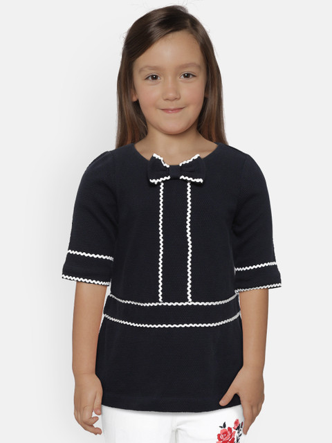 

Nauti Nati Girls Navy Blue Solid A-Line Top