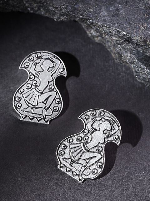 

Infuzze Oxidised Silver-Plated Classic Drop Earrings