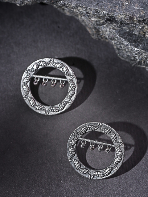 

Infuzze Oxidised Silver-Plated Circular Oversized Studs