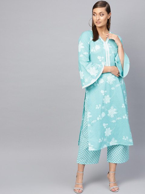 

Libas Women Blue & Off-White Printed Kurta with Palazzos