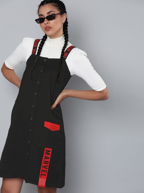 

Kook N Keech Marvel Women Black Solid Pinafore Dress