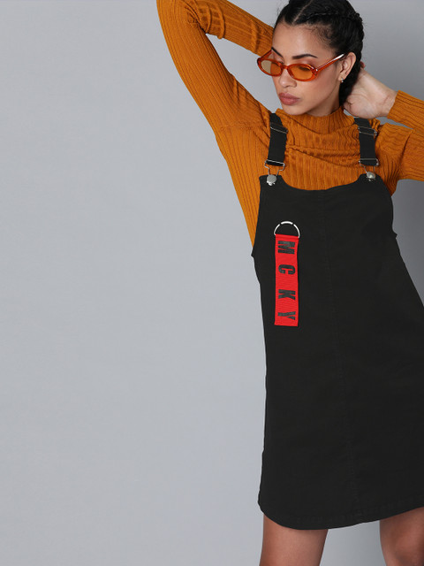 

Kook N Keech Disney Women Black Denim Pinafore Dress