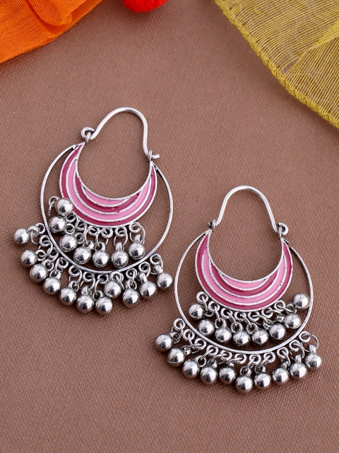 

Studio Voylla Silver-Plated & Pink Chandbalis