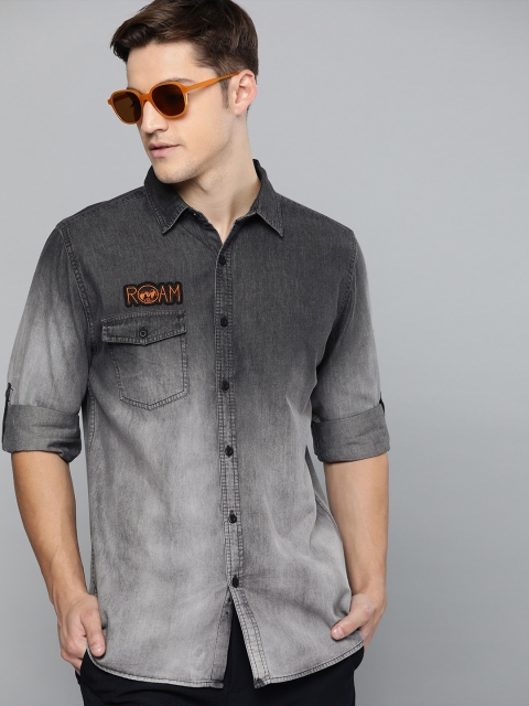 

HERE&NOW Men Grey Regular Fit Faded Casual Shirt