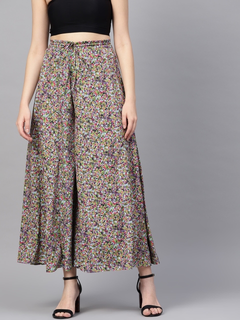 

I AM FOR YOU Women Multicoloured Printed Flared Palazzos, Multi