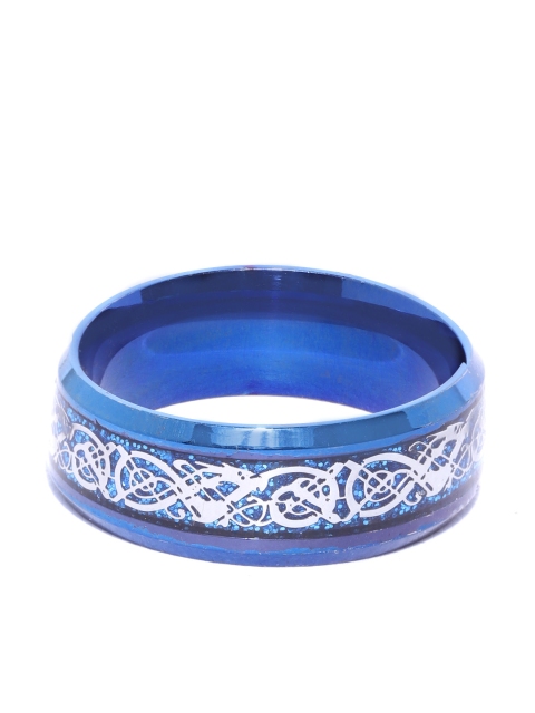 

YouBella Men Blue & Silver-Toned Textured Finger Ring