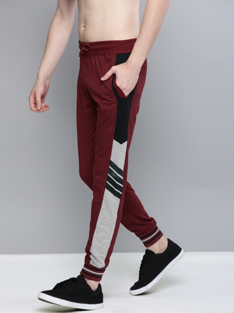 

HERE&NOW Men Maroon & Black Printed Straight Fit Joggers