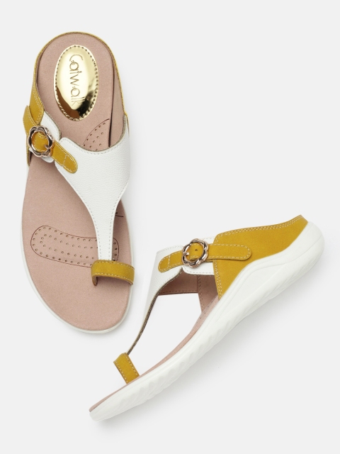 

Catwalk Women White & Mustard Solid One Toe Flats