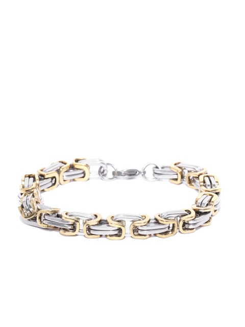 

Jewels Galaxy Men Silver-Toned Gold-Plated Link Bracelet