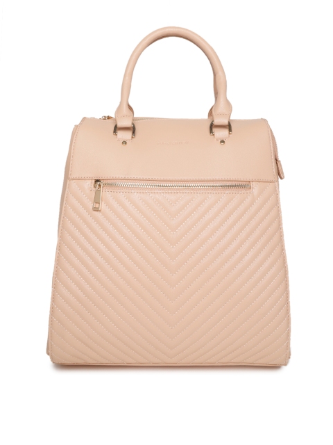 

Forever New Women Peach-Coloured Quilted Laptop Backpack