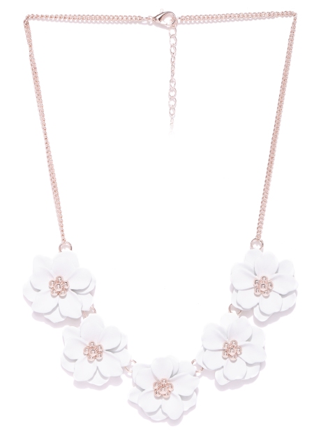 

Forever New White & Rose Gold-Toned Floral Shaped Statement Necklace