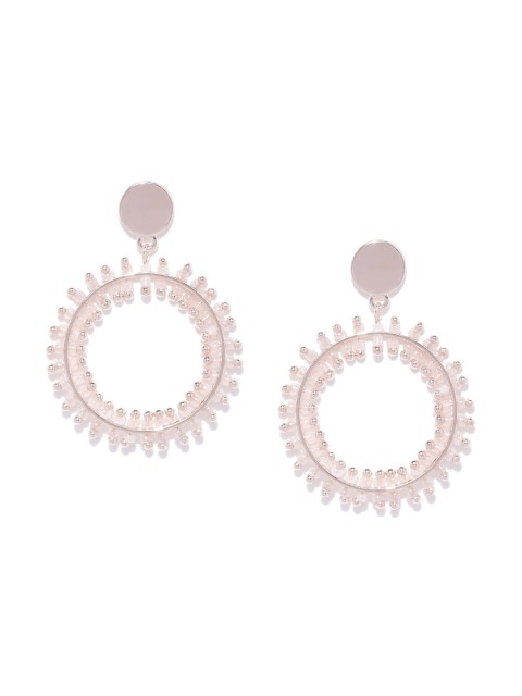 

Forever New Rose Gold-Toned & Pink Beaded Circular Drop Earrings